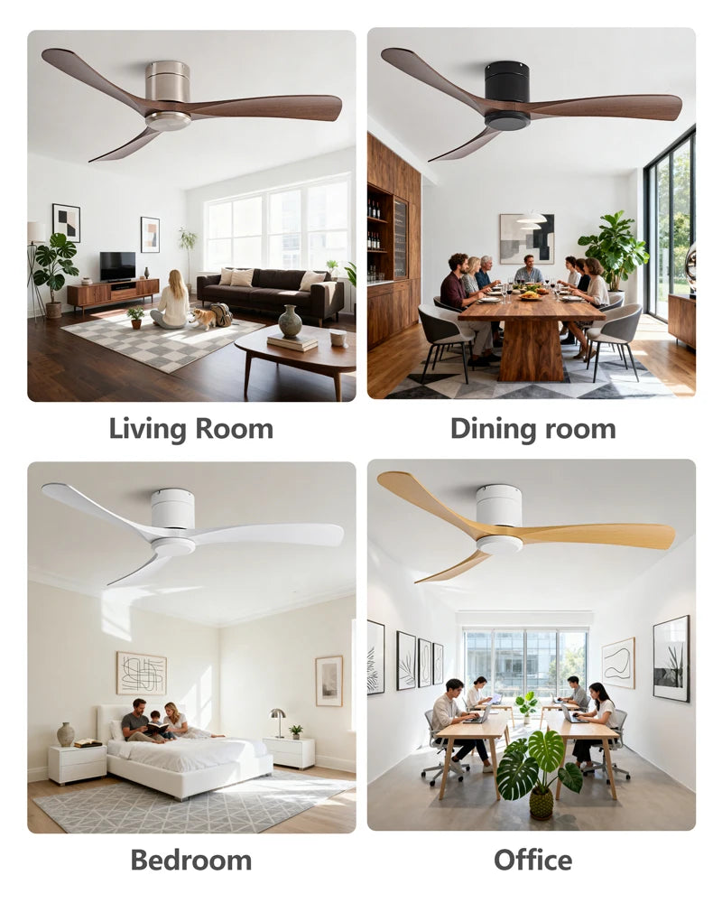 New 38/52/56 inch Modern Stylish LED Ceiling Fan with Light Remote Control 3 Blades Quiet Modern Design for Living Room Bedroom