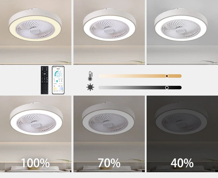 Integrated ceiling fan light, bedroom ceiling fan light, living room dining room ceiling light, modern simple and quiet internet
