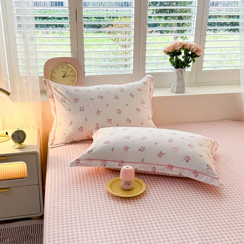 100% Cotton Lavender Print Duvet Cover Set 3-Piece (1 Duvet + 2 Pillowcases) - Breathable & Fade-Resistant, Bedding Set