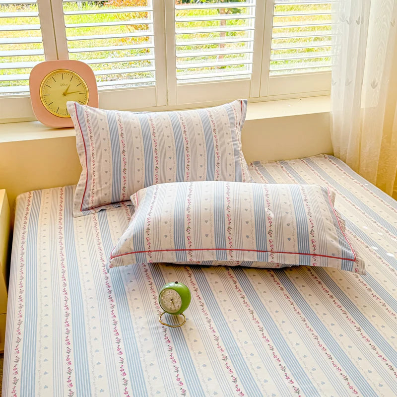 100% Cotton Lavender Print Duvet Cover Set 3-Piece (1 Duvet + 2 Pillowcases) - Breathable & Fade-Resistant, Bedding Set