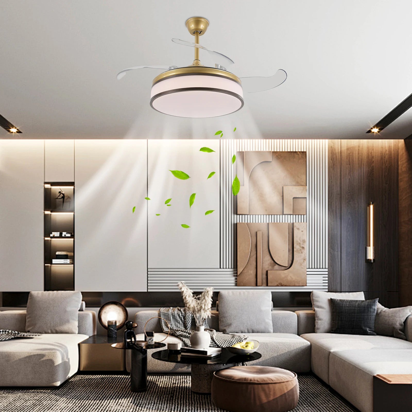 42 Inch Fan Pendant Light，ceiling Fan Light, Ceiling Fan Light with Remote Control, Ceiling Fan Lamp for Bedroom Kitchen