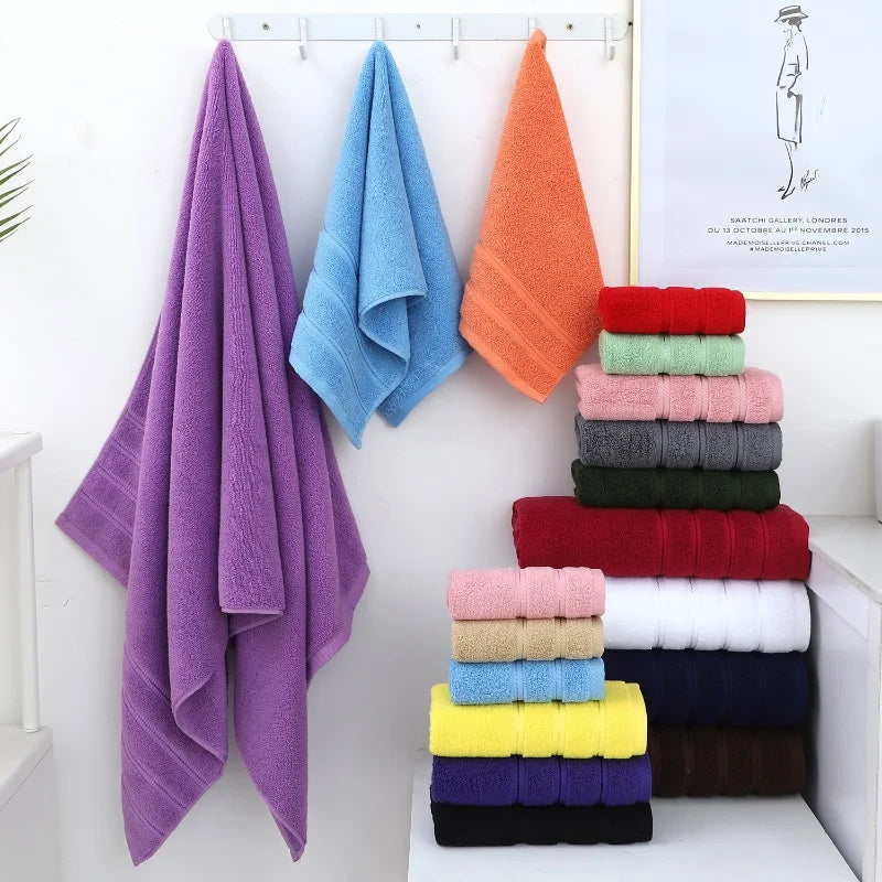 High Quality 100%Cotton Towel Set Bundle,Solid Dark Green Hand+Face+Bath Towel,Soft Absorbent Washcloth For Hotel Home Gift 3pcs