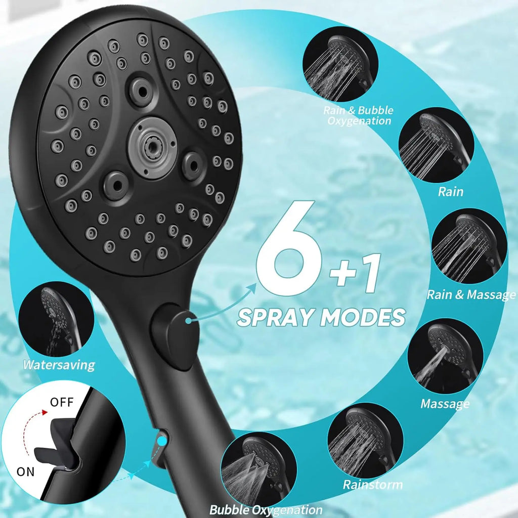 8'' Dual Filter Shower Head with Handheld, 6 Spray Settings High Pressure Rainfall Combo, Adjustable Arm & Hose