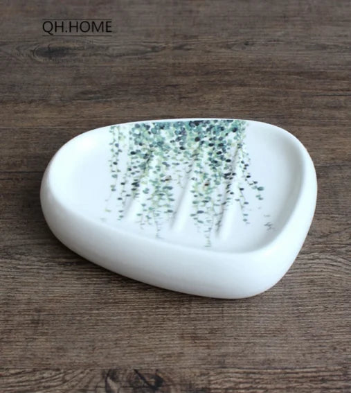 Green Nordic Ceramic Bathroom Set - Soap Dispenser, Toothbrush Holder, Tumbler & Soap Dish for Stylish Bathroom Organization