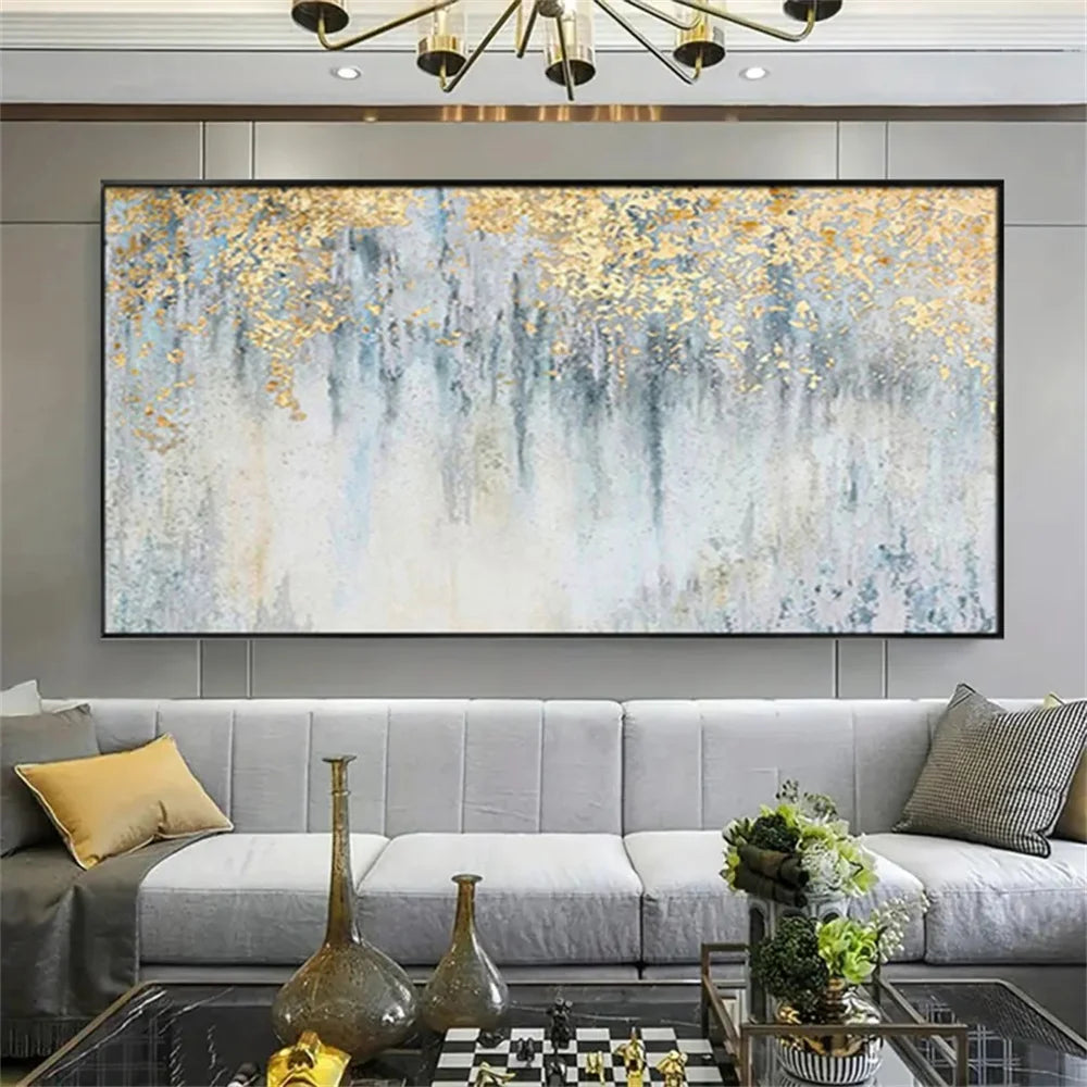100% hand drawn abstract oil painting on canvas Modern Home Golden Line Wall Art Picture Large mural for living room decor paint