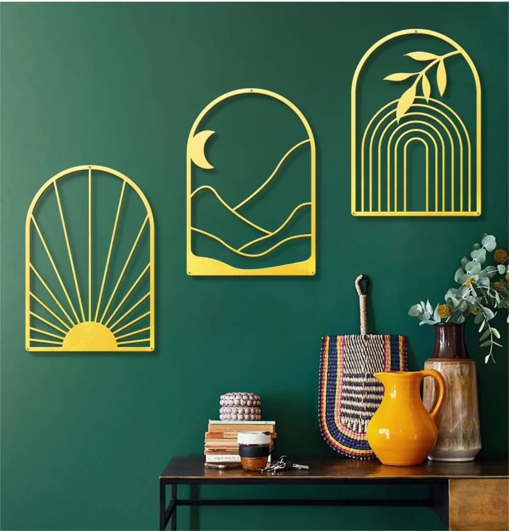 Metal Home Decor: Stunning Minimalist Wall Hanging.Bohemian Abstract Line Iron Art for Chic Spaces.Minimalist Abstract Line Art.
