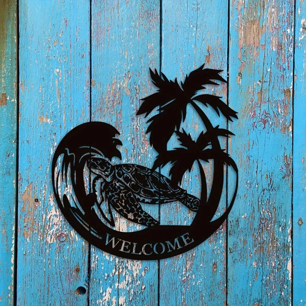 Metal Sea Turtle Ornament Beach Theme Decor Wall Art Decorations Wall Hanging Iron Art, Wall decoration, Wall Sticker