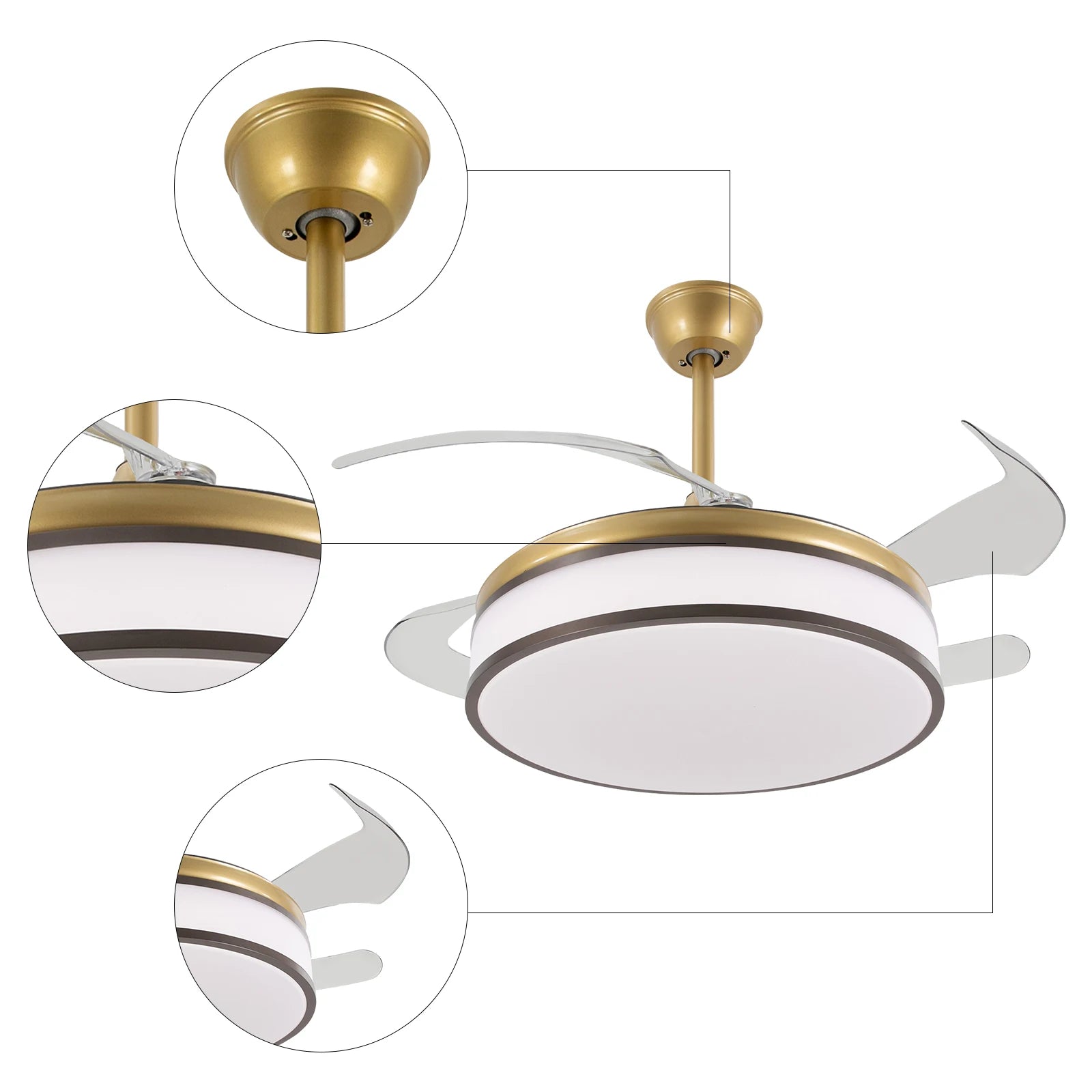 42 Inch Fan Pendant Light，ceiling Fan Light, Ceiling Fan Light with Remote Control, Ceiling Fan Lamp for Bedroom Kitchen