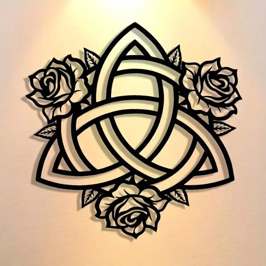 YINUO Celtic Knot Rose Metal Wall Art, Minimalist Home Office Decor Iron Sculpture Wall Decor