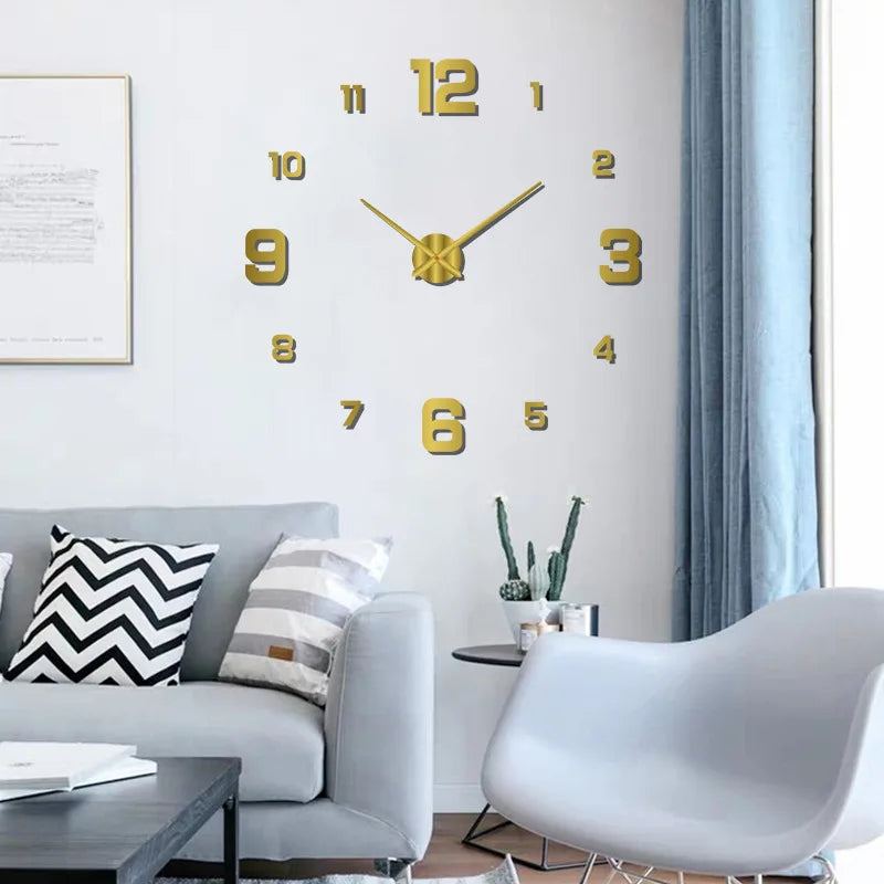 3D Wall Clock Luminous Frameless Wall Clocks DIY Digital Clock Wall Stickers Silent Clock for Home Living Room Office Wall Decor