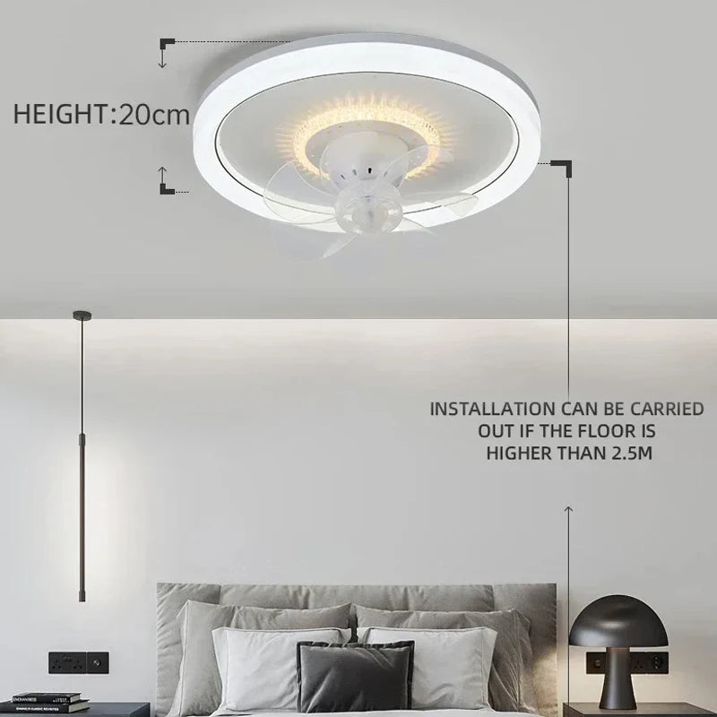 LED Modern Ceiling Fan Light, 360 ° Rotation Function, with Light, Remote Unlimited Adjustment, Bedroom Decorative Lighting