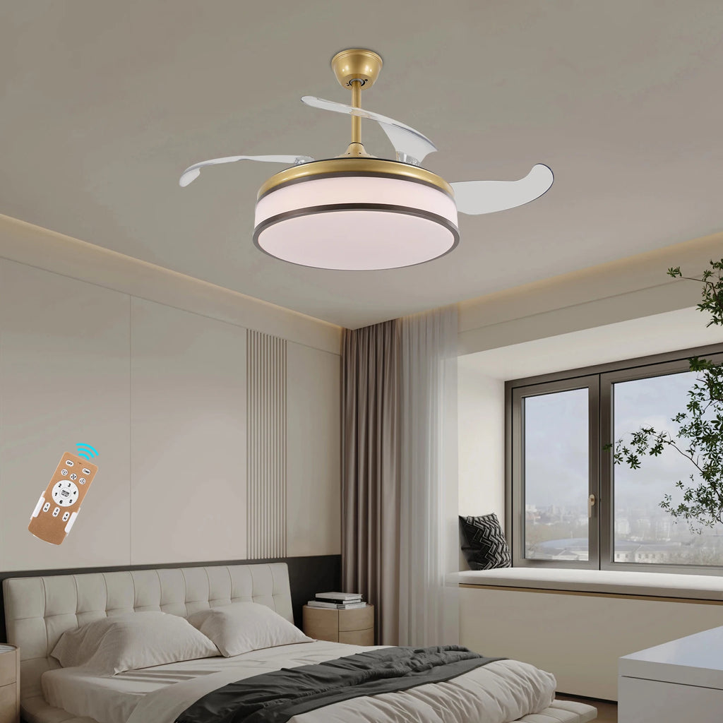 42 Inch Fan Pendant Light，ceiling Fan Light, Ceiling Fan Light with Remote Control, Ceiling Fan Lamp for Bedroom Kitchen