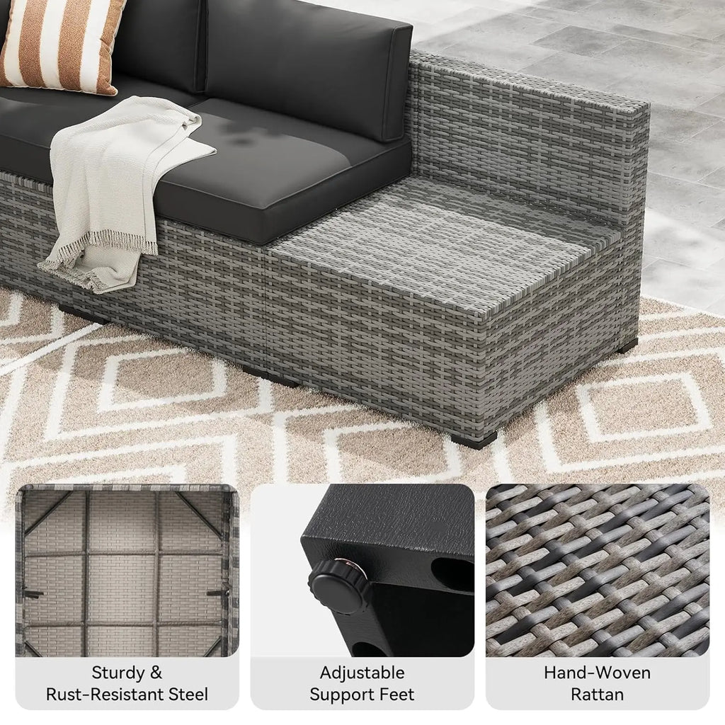 7-Piece Patio Furniture Set, Wicker Rattan Outdoor Furniture with Thick Cushions, Patio Conversation Sets with, Customized