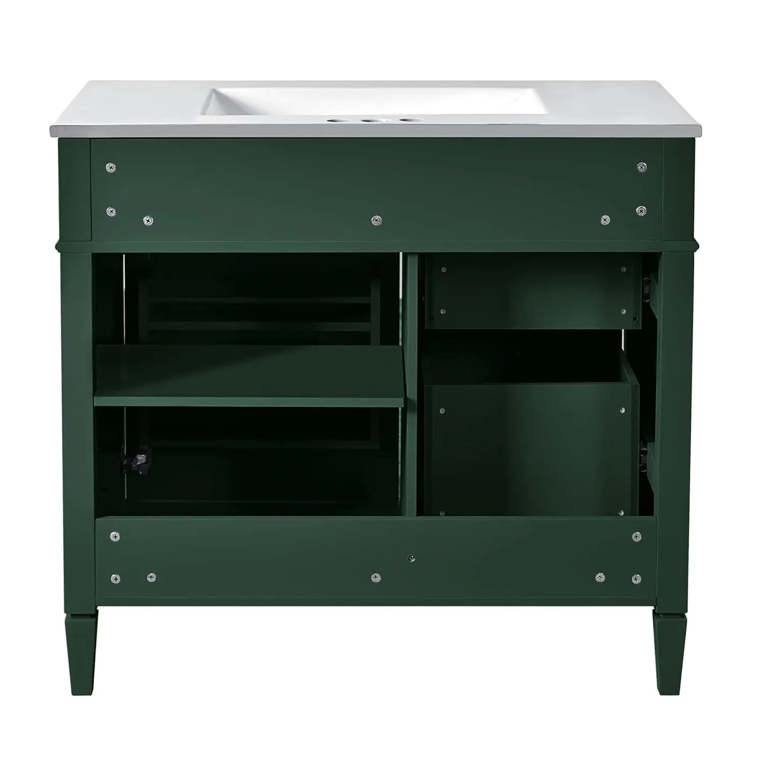 36in Solid Wood Bathroom Vanity with Soft-Close Doors & Tip-Out Drawer Undermount Sink Cabinet Green Customized