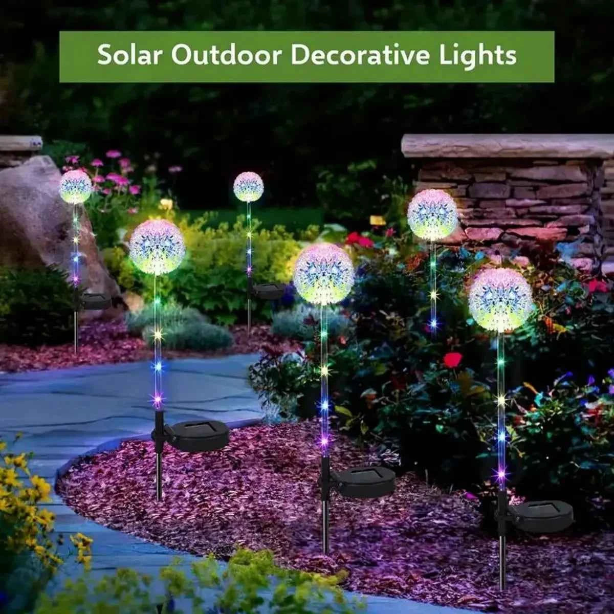 3 LEDS Solar Outdoor Dandelion Lights, LED Color Scallion Ball Lights, Lawn Lights, for Garden, Patio, Walkway, Lawn Decoration