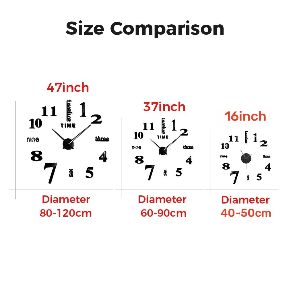 3D Wall Clock Luminous Frameless Wall Clocks DIY Digital Clock Wall Stickers Silent Clock for Home Living Room Office Wall Decor