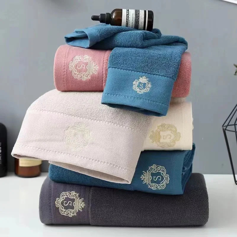 Set of 3 Cotton Bathroom Towels Sets 2pcs Hand Face Towel 35x75cm and 1pcs Big Bath Towels 70X140cm Washcloths Gift Towels 수건 세트