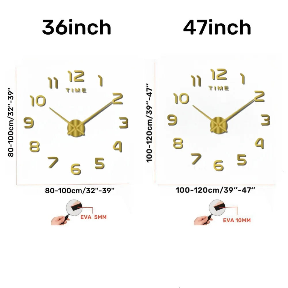 Large 3D Wall Clock Luminous Classic Wall Clocks DIY Digital Clock Wall Watches Stickers Silent Clock for Home Living Room Table