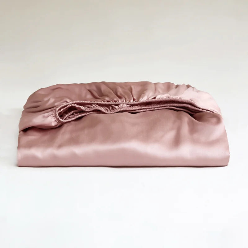 Mulberry Silk Fitted Bed Sheet with Elastic Bands Luxury Mattress Cover Single Double King Queen Size Bed Cover 100/140/200/220