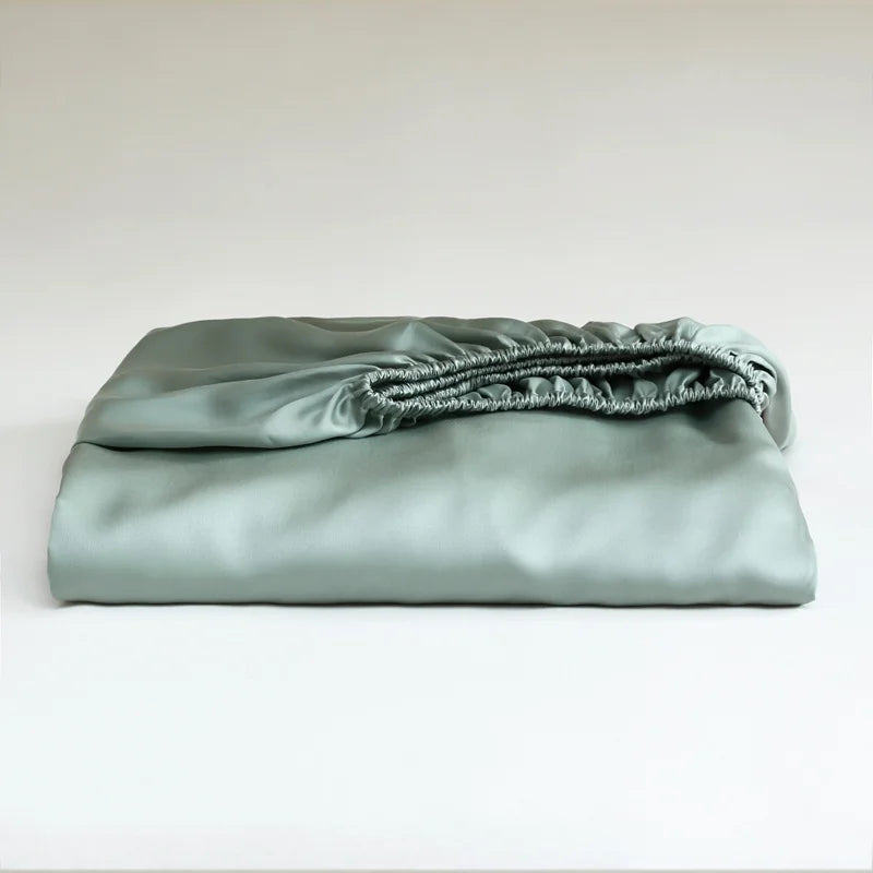 Mulberry Silk Fitted Bed Sheet with Elastic Bands Luxury Mattress Cover Single Double King Queen Size Bed Cover 100/140/200/220