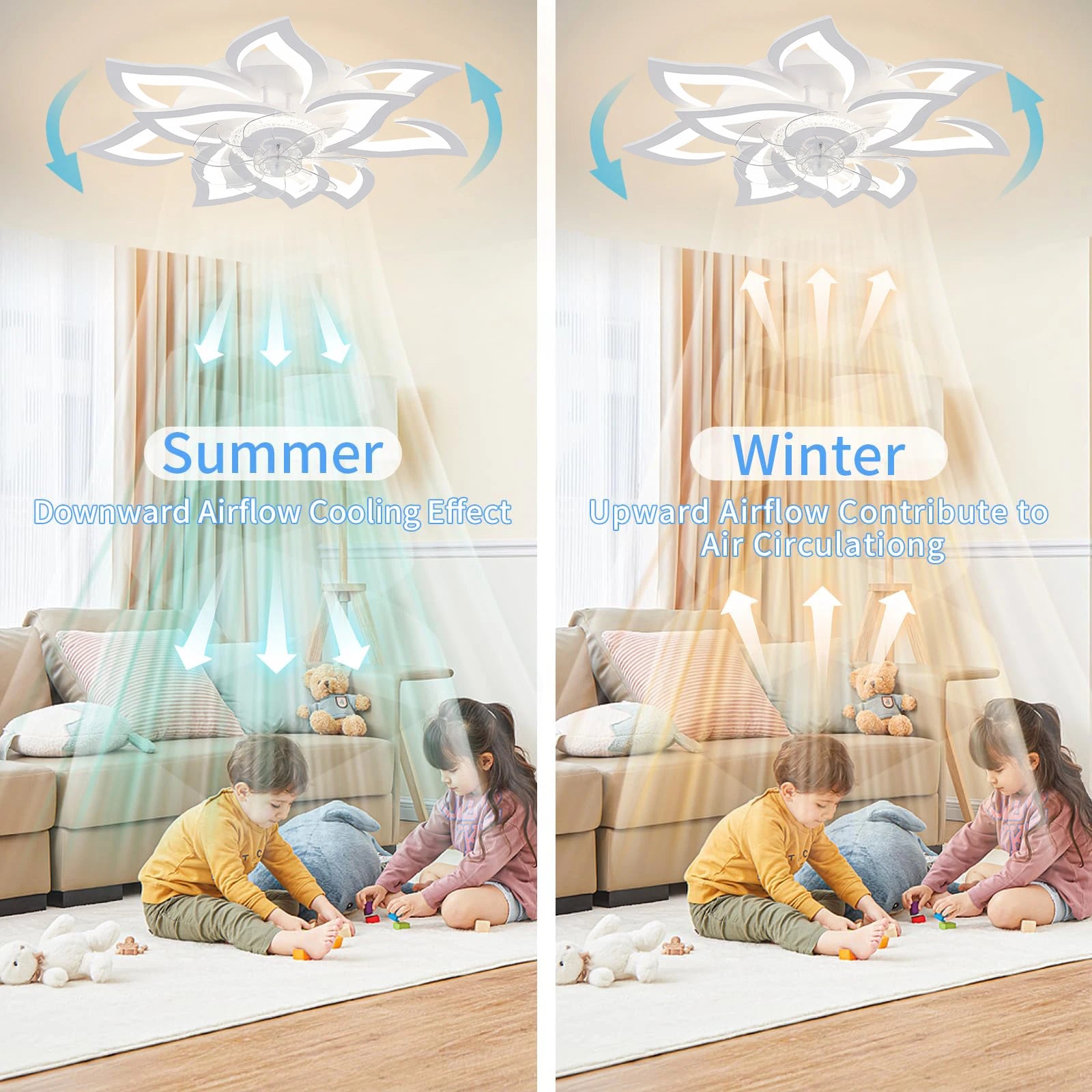 IRALAN Modern Dining Table LED Lamp Ceiling Fan Light  Restaurant Bedroom Fan Lamp Remote Ventilator Home Lighting