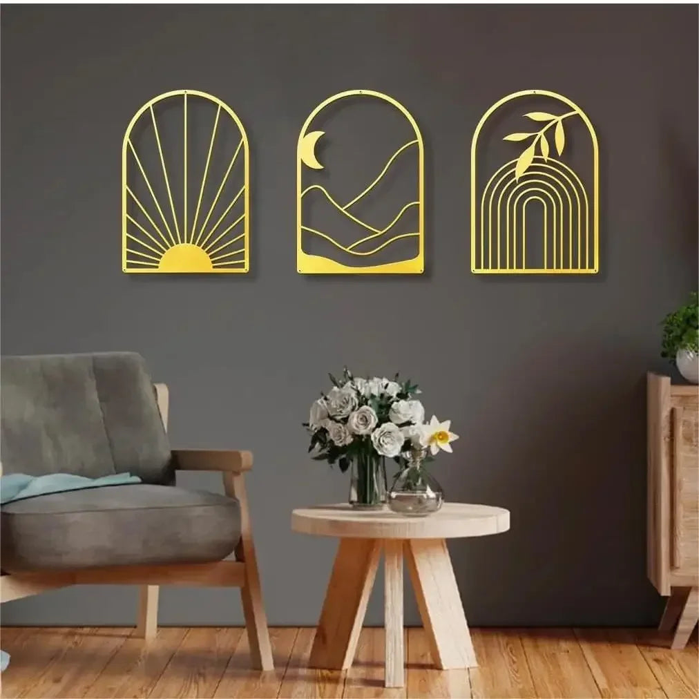 Metal Home Decor: Stunning Minimalist Wall Hanging.Bohemian Abstract Line Iron Art for Chic Spaces.Minimalist Abstract Line Art.