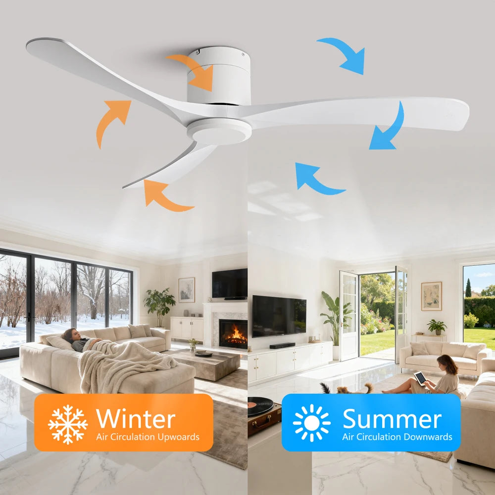 New 38/52/56 inch Modern Stylish LED Ceiling Fan with Light Remote Control 3 Blades Quiet Modern Design for Living Room Bedroom