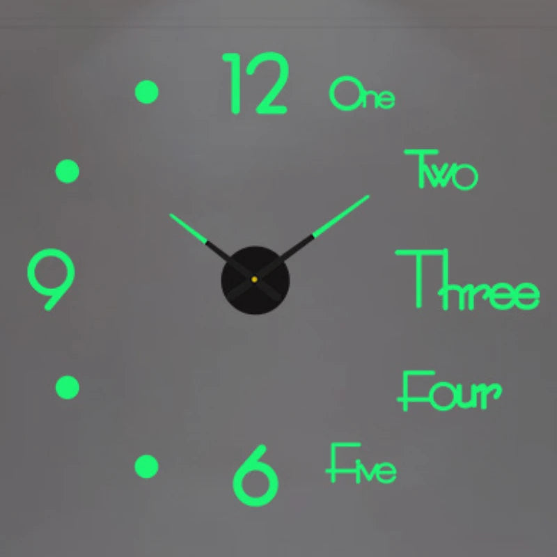 3D Wall Clock Luminous Frameless Wall Clocks DIY Digital Clock Wall Stickers Silent Clock for Home Living Room Office Wall Decor