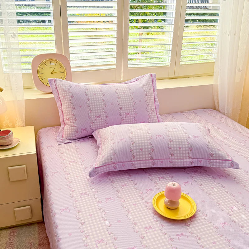 100% Cotton Lavender Print Duvet Cover Set 3-Piece (1 Duvet + 2 Pillowcases) - Breathable & Fade-Resistant, Bedding Set