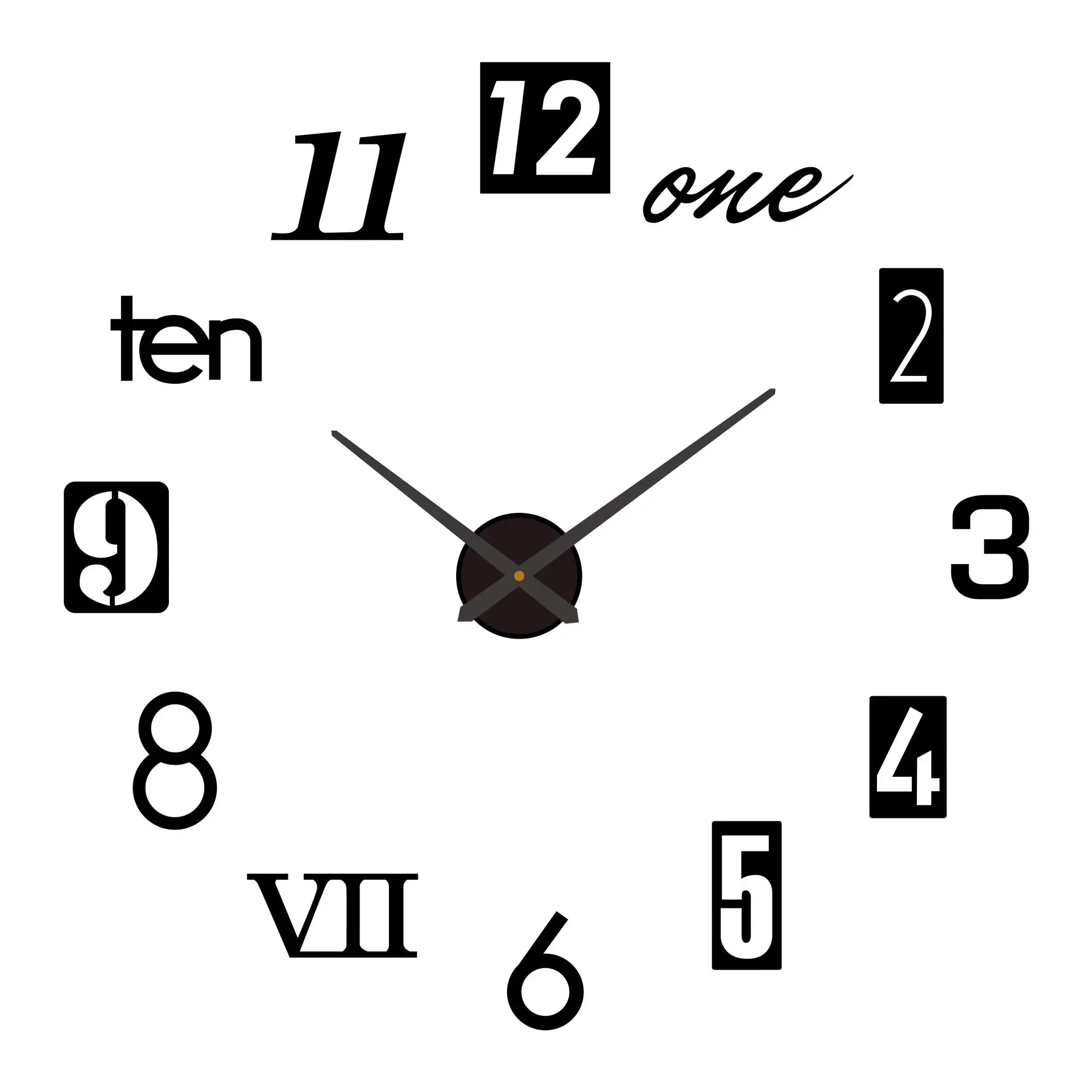 Large 3D Wall Clock Luminous Classic Wall Clocks DIY Digital Clock Wall Watches Stickers Silent Clock for Home Living Room Table
