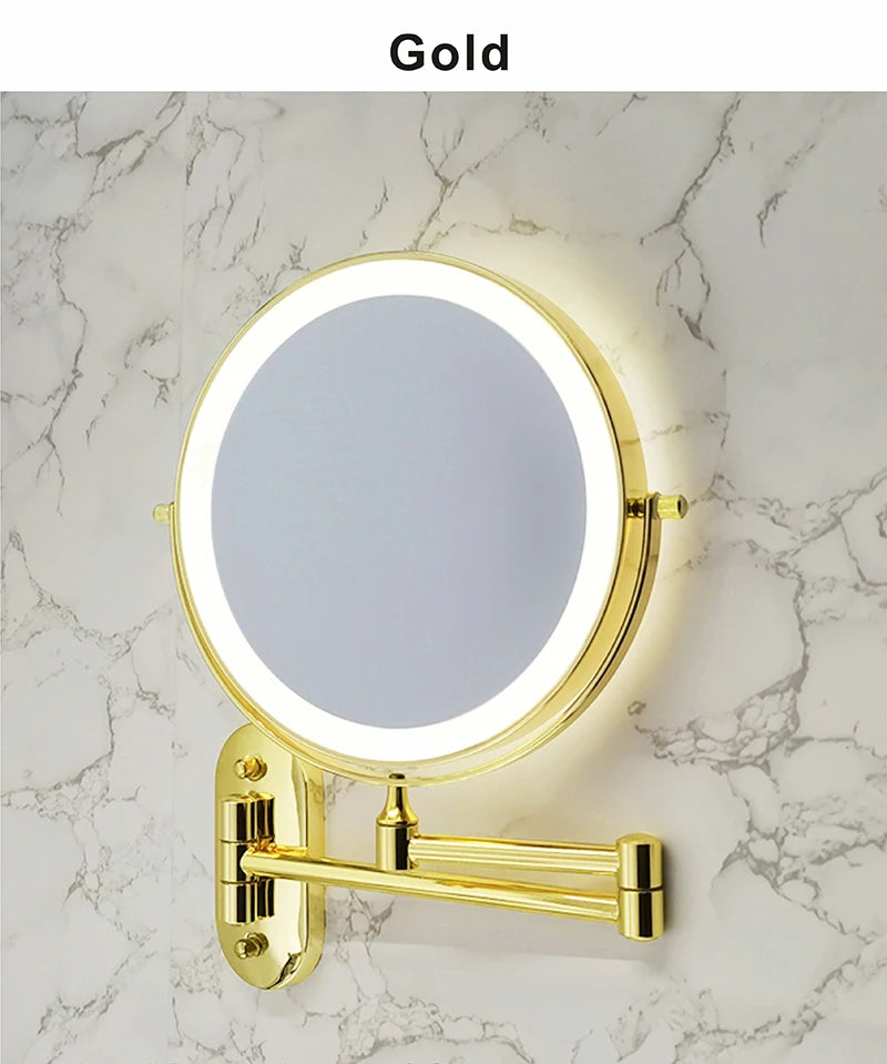 8 inch Makeup Mirror Chrome 3x/5x/7x/10x Magnifying Double Side USB Charging Bathroom 3 color light Smart Cosmetic Mirrors