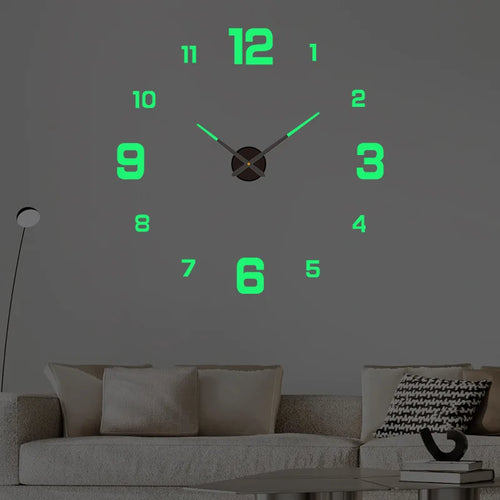 3D Wall Clock Luminous Frameless Wall Clocks DIY Digital Clock Wall Stickers Silent Clock for Home Living Room Office Wall Decor