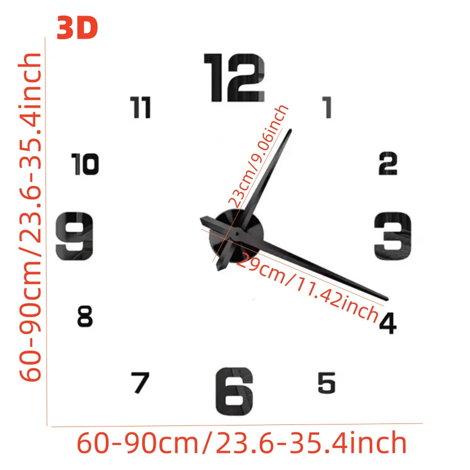 3D Wall Clock Luminous Frameless Wall Clocks DIY Digital Clock Wall Stickers Silent Clock for Home Living Room Office Wall Decor