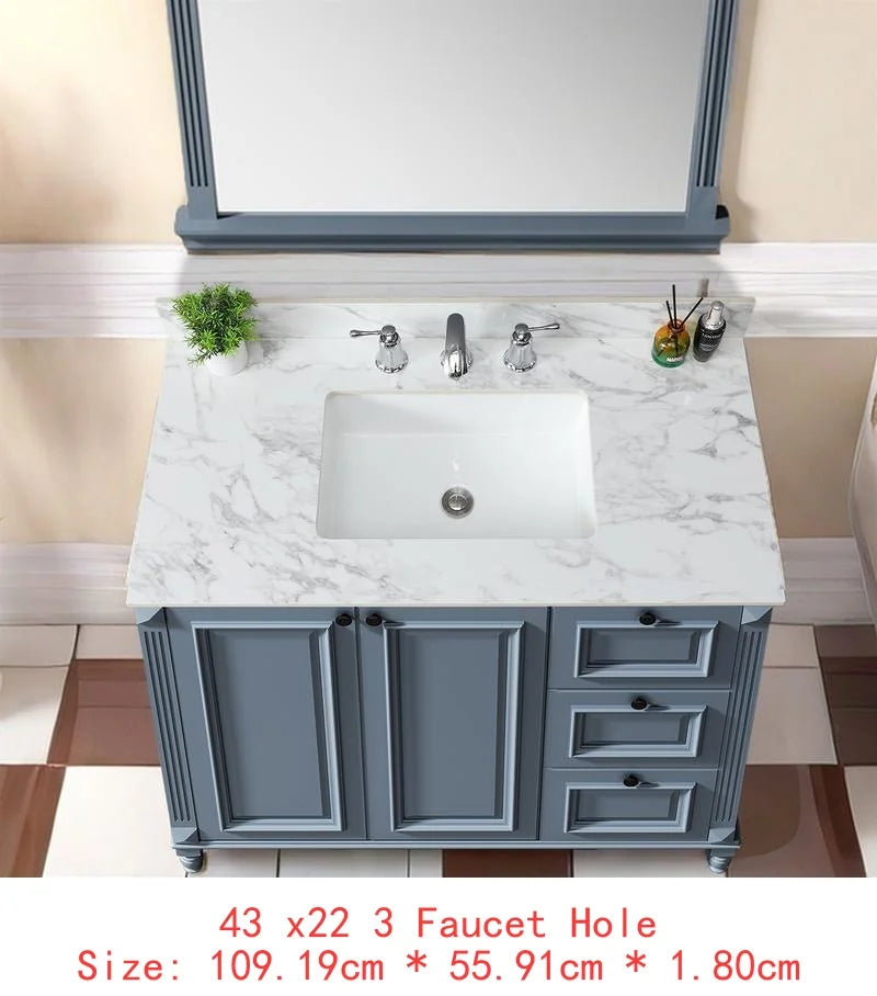 43"x22" Bathroom Vanity Top, Sintered Stone Carrara White Sink Top with Rectangular Undermount Ceramic Sink and Vanity