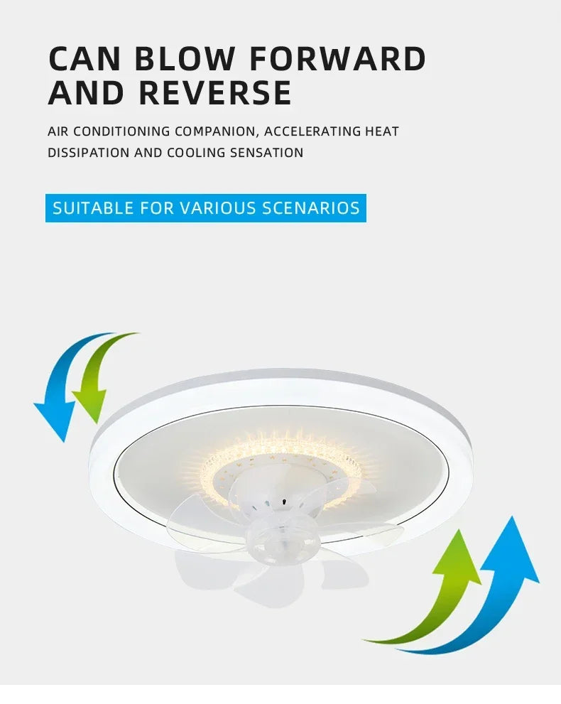 LED Modern Ceiling Fan Light, 360 ° Rotation Function, with Light, Remote Unlimited Adjustment, Bedroom Decorative Lighting