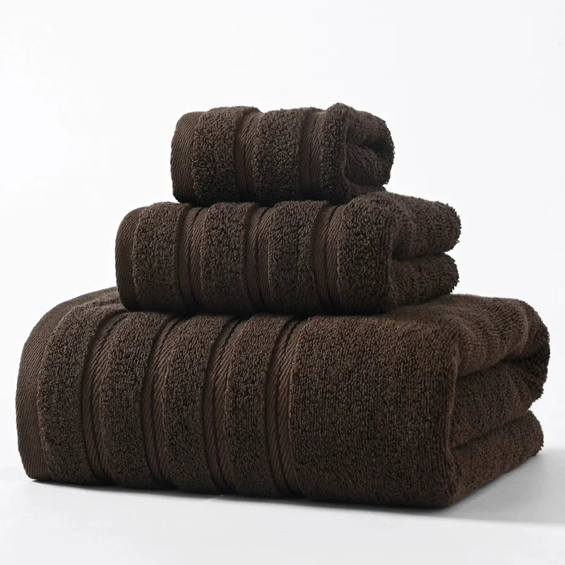 High Quality 100%Cotton Towel Set Bundle,Solid Dark Green Hand+Face+Bath Towel,Soft Absorbent Washcloth For Hotel Home Gift 3pcs