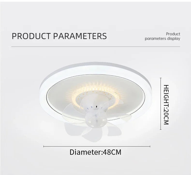 LED Modern Ceiling Fan Light, 360 ° Rotation Function, with Light, Remote Unlimited Adjustment, Bedroom Decorative Lighting