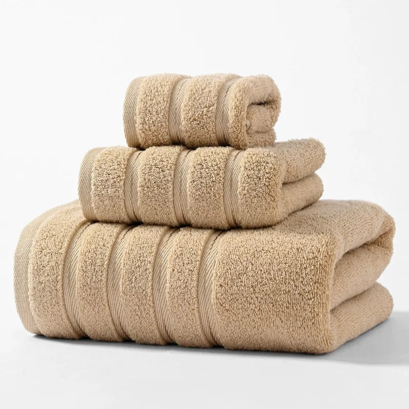 High Quality 100%Cotton Towel Set Bundle,Solid Dark Green Hand+Face+Bath Towel,Soft Absorbent Washcloth For Hotel Home Gift 3pcs