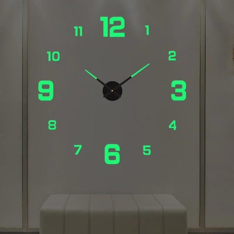 3D Wall Clock Luminous Frameless Wall Clocks DIY Digital Clock Wall Stickers Silent Clock for Home Living Room Office Wall Decor