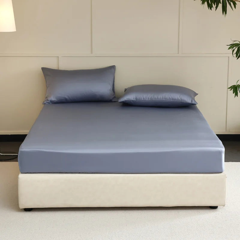 Mulberry Silk Fitted Bed Sheet with Elastic Bands Luxury Mattress Cover Single Double King Queen Size Bed Cover 100/140/200/220