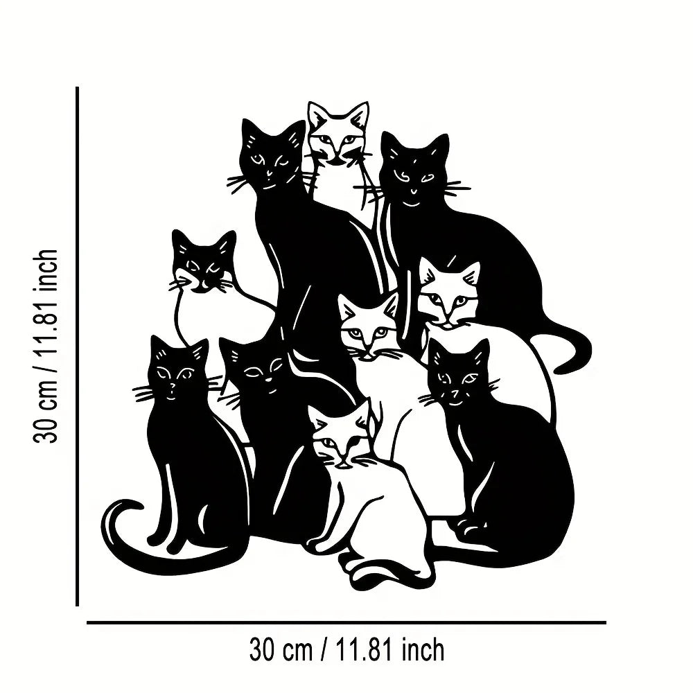 1pc Elegant Group Cat Metal Wall Art - Halloween & Christmas Abstract Design, Iron Craft for Home, Office Perfect for Room Decor