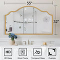 Wide Arched Mirror, 55x32 Large Gold Mirrors for Wall Decor Mantel Fireplace, Modern Scalloped Mirror for Dining Room, Entryway