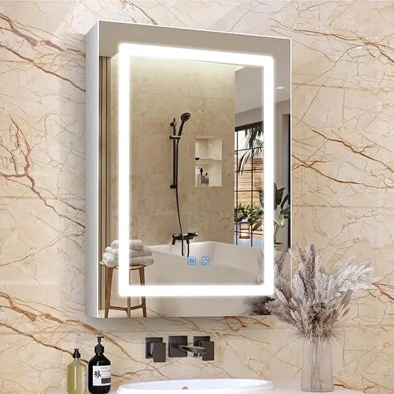 Medicine Cabinets for Bathroom, Medicine Cabinet Mirror, Lighted Medicine Cabinet with LED Lights, Adjustable Shelf, 3-Color