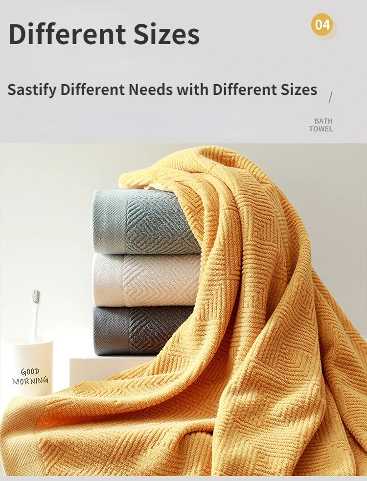 3Pcs/Pack Long-Staple Cotton Bath Towel Face Towel Set Solid Soft Quick-dry Bath Towels Beige Gray Yellow Beach Towel