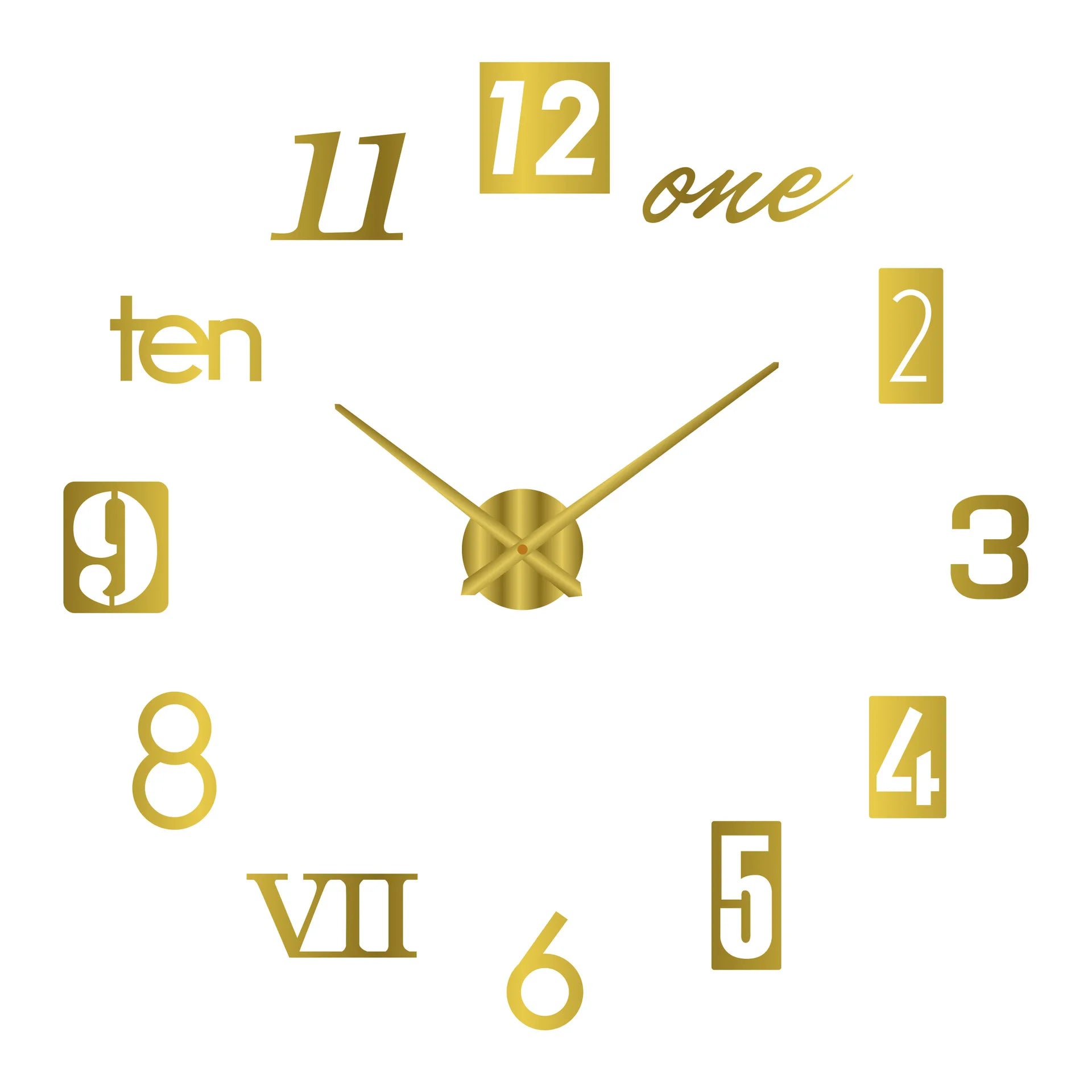 3D Wall Clock Luminous Frameless Wall Clocks DIY Digital Clock Wall Stickers Silent Clock for Home Living Room Office Wall Decor