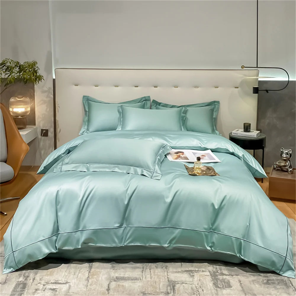 Svetanya Embroidery 100% Egyptian Cotton Silky Bedlinens Bedding Set Sheet Queen King Size Underwear Solid