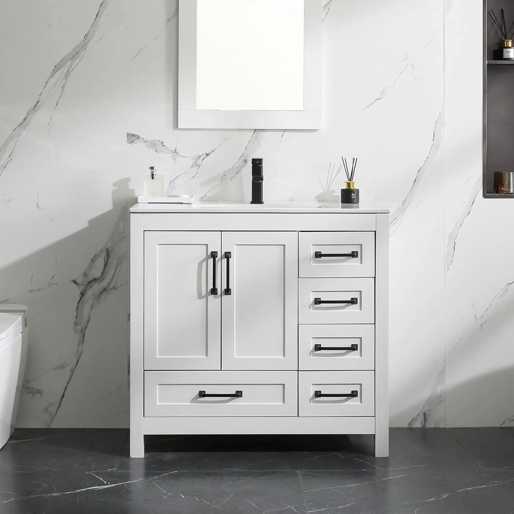 Free Shipping 18" Modern Bathroom Furniture MDF Waterproof Floor Mounted Classics Shaker Wash Vanity Storage Cabinet