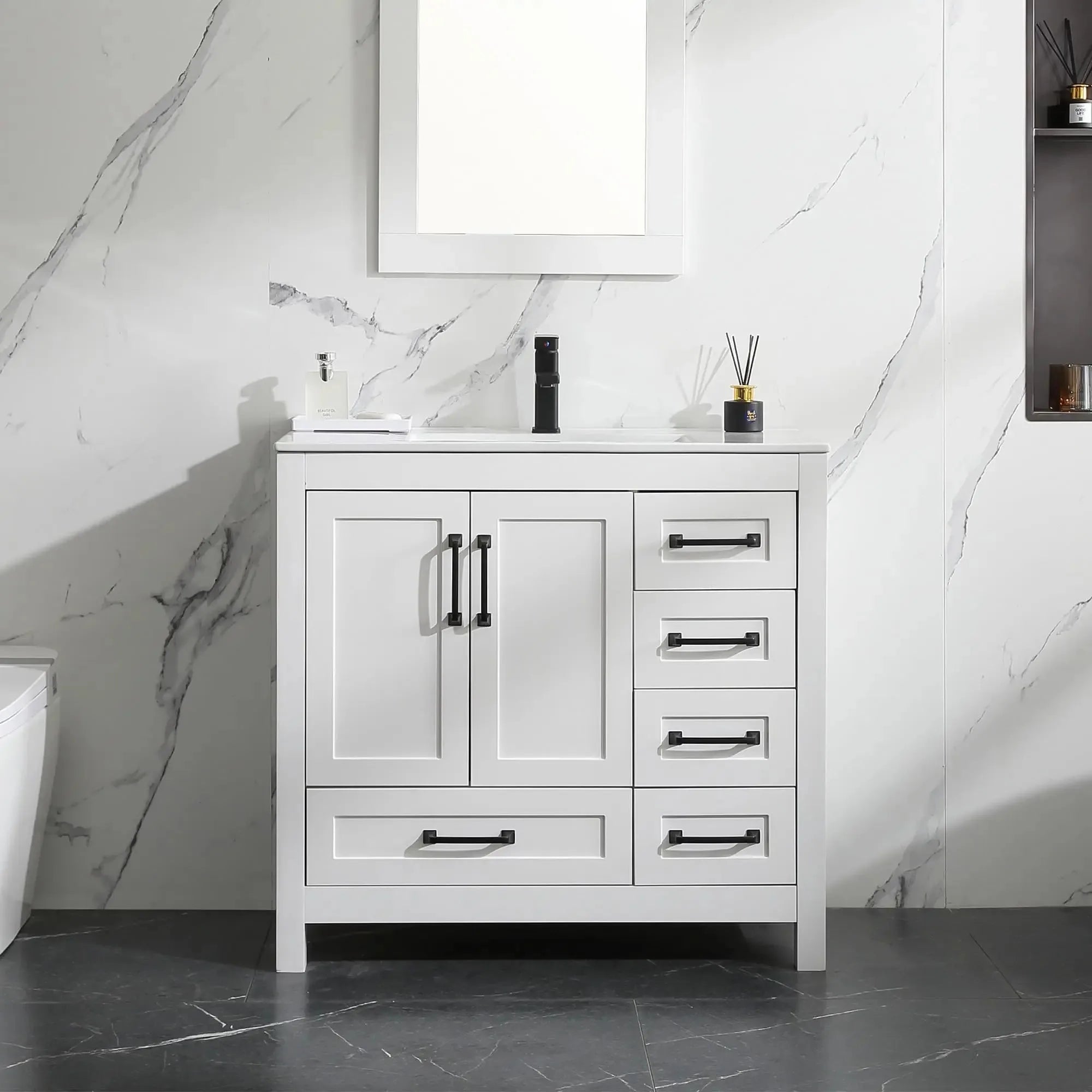 Free Shipping 18" Modern Bathroom Furniture MDF Waterproof Floor Mounted Classics Shaker Wash Vanity Storage Cabinet