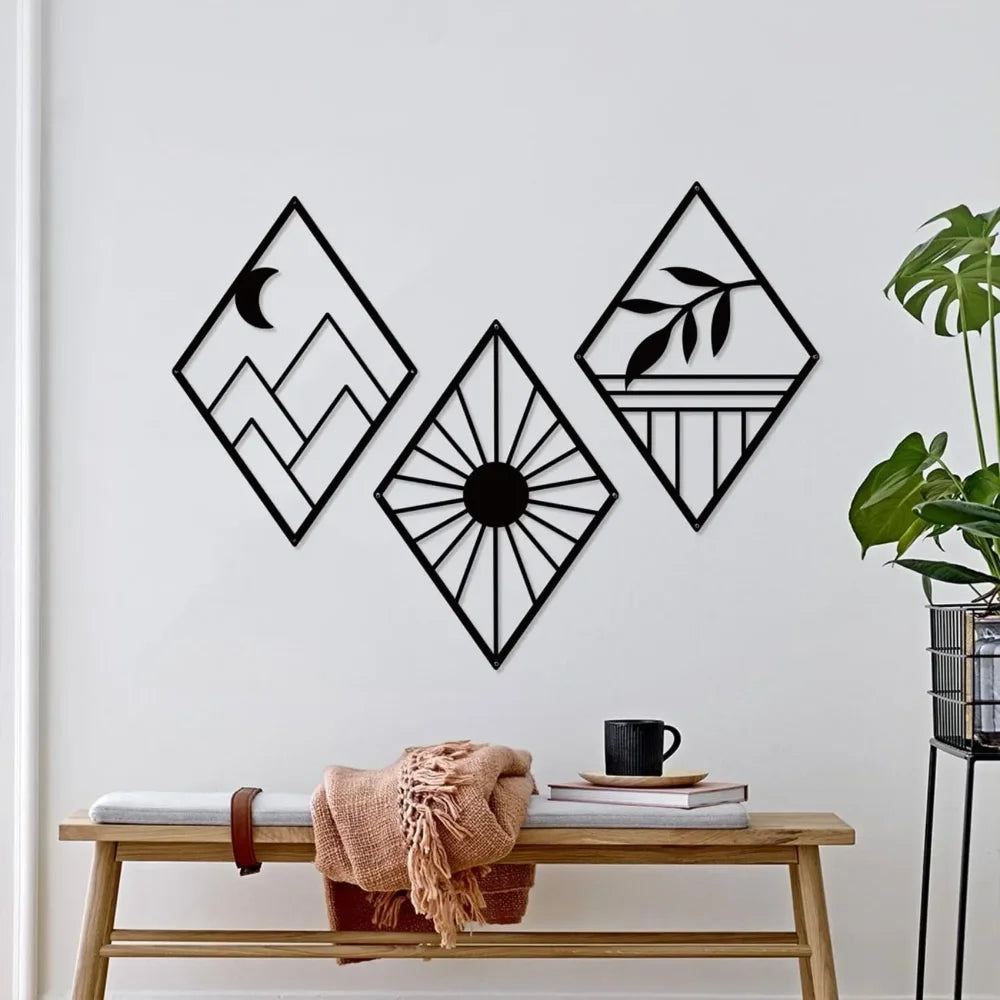 Metal Home Decor: Stunning Minimalist Wall Hanging.Bohemian Abstract Line Iron Art for Chic Spaces.Minimalist Abstract Line Art.