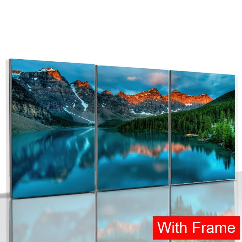3pcs Framed Seaside Scenery Wall Art Canvas Painting Nordic Beach Sunset Print Poster Modern Living Room Home Decor Mural